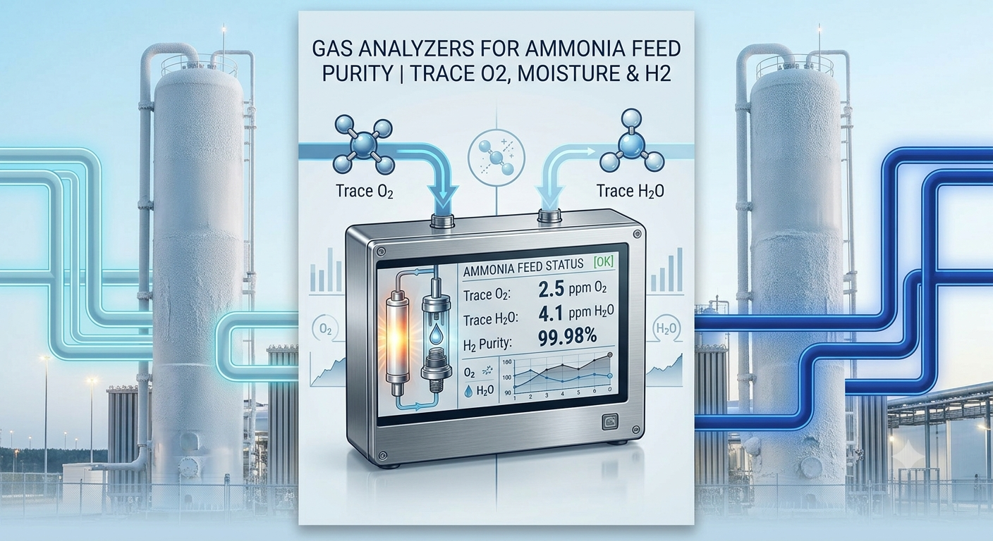 用于氨进料纯度分析的气体分析仪 | 痕量 O2、水分及 H2